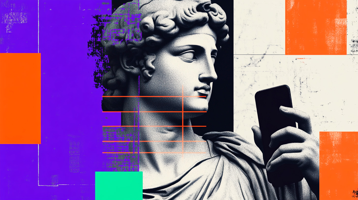 Modern art with statue